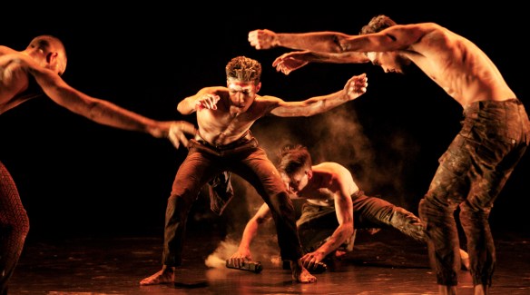 Hunter Page-Lochard (centre) with Leonard Mickelo, Luke Currie-Richardson and Daniel Riley McKinley in Blak. Photo: Greg Barrett