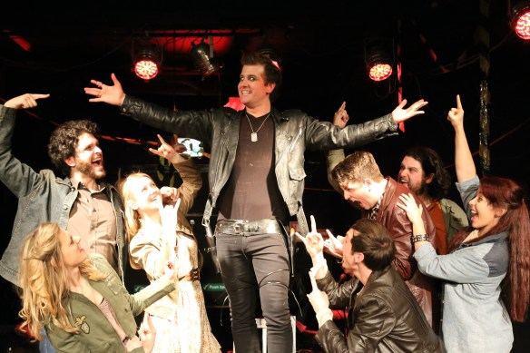 Peter Meredith (centre) and the cast of Bloody Bloody Andrew Jackson. Photo: Michael Francis