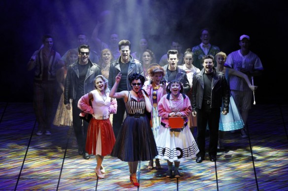 Lucy Maunder as Rizzo leads the cast of Grease. Photo: Jeff Busby