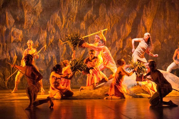 The Bangarra ensemble in Patyegarang. Photo: Jess Bialek