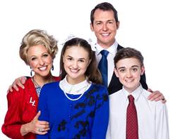 Blazey Best, Hilary Cole, Mike McLeish and Cameron Holmes as the Truswell family in Miracle City. Photo: Kurt Sneddon