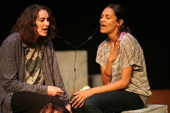 Elena Foreman and Dubs Yunupingu. Photo: Tracey Schramm