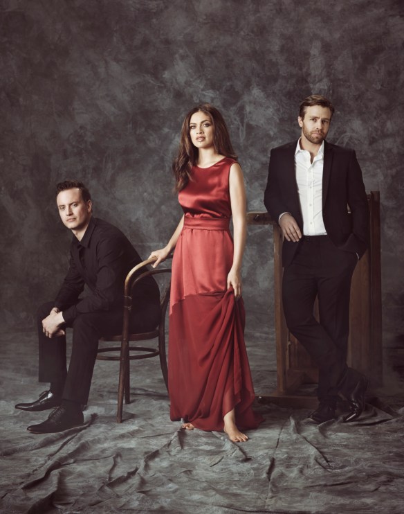 Hayden Tee (left) with fellow Les Mis cast members Patrice Tapoki (Fantine) and Simon Gleeson (Valjean). Photo: supplied