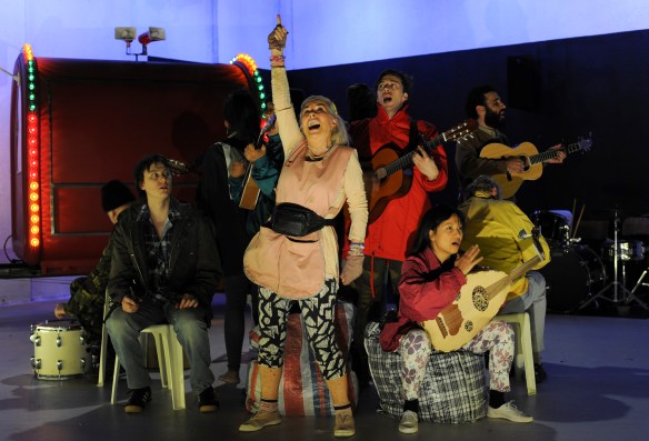 Robyn Nevin and the cast of Mother Courage. Photo: Heidrun Lohr