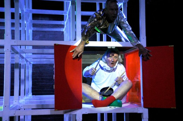 Ken Unsworth makes an appearance in one of his extraordinary sculptures. Photo: Regis Lansac